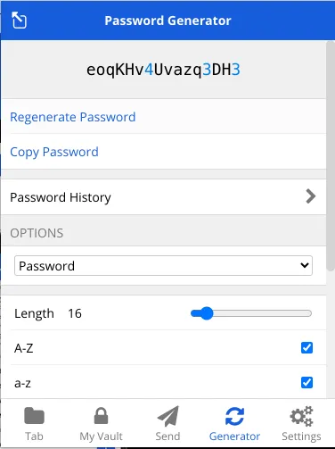Bitwarden's password generator