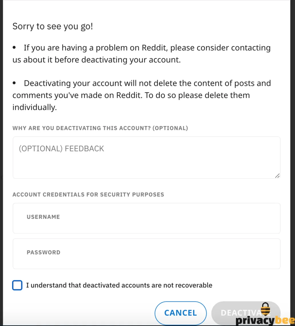 Guide how to delete your Reddit account