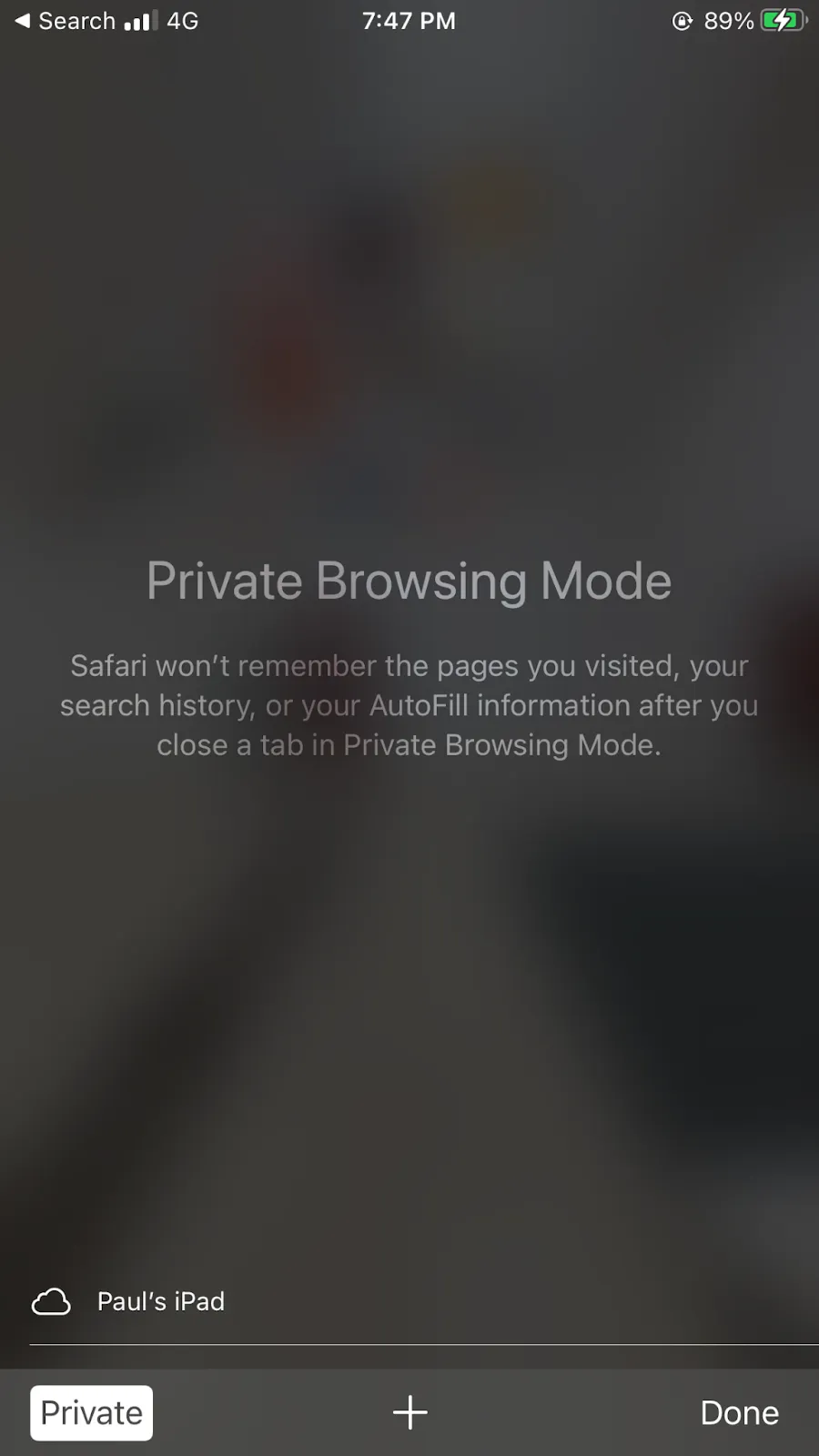 iPhone private browsing