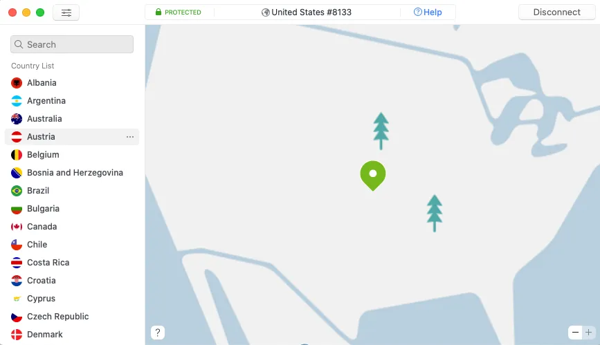 NordVPN allows users to chose from servers in 59 countries.