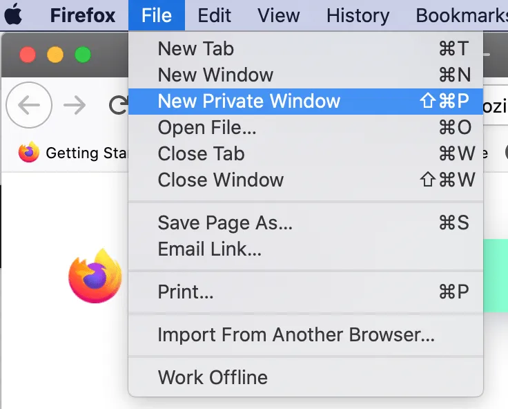 Firefox private browsing