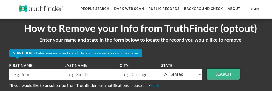 truthfinder opt out