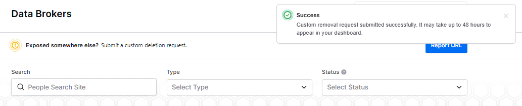 Submit Request - Success