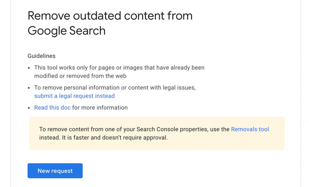 Google's Remove Outdated Content Tool